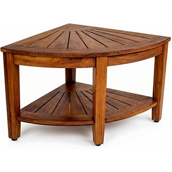 The Original 22" Kai Corner Teak Shower Bench with Shelf