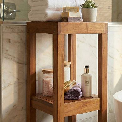 The Original Sula Square Three-Tier Teak Bath Stand
