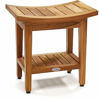 Patented 18" Maluku Teak Shower Bench with Shelf