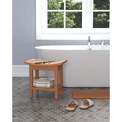 Patented 18" Maluku Teak Shower Bench with Shelf