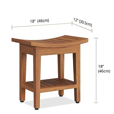 Patented 18" Maluku Teak Shower Bench with Shelf