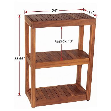 The Original Sula Rectanglular Three-Tier Teak Bath Stand