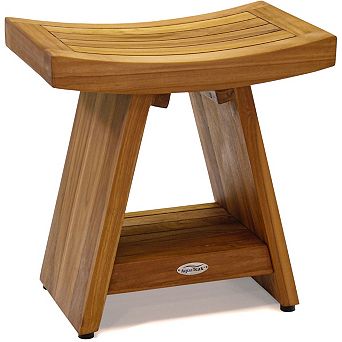 Patented 18" Asia Teak Shower Bench with Shelf