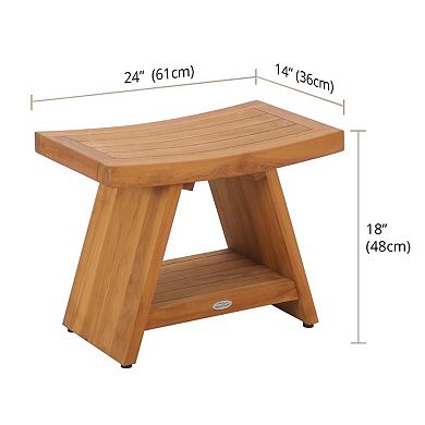 Patented 24" Asia Teak Shower Bench with Shelf