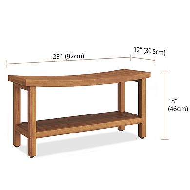 Patented 36" Sumba Teak Shower Bench with Shelf