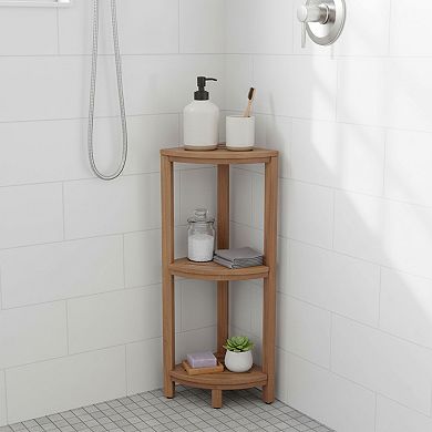 Patented Kai Square-Legged Corner Teak Bath Stand