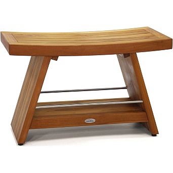 Patented 30" Asia Teak & Stainless Shower Bench with Shelf