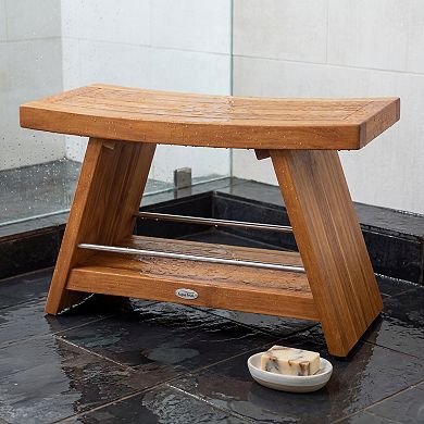 Patented 30" Asia Teak & Stainless Shower Bench with Shelf
