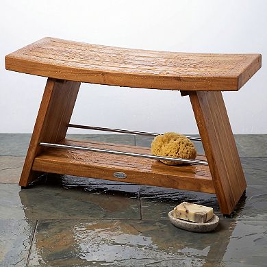 Patented 36" Asia Teak & Stainless Shower Bench with Shelf