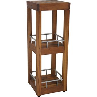 Patented Sula Square Thre-Tier Teak & Stainless Bath Stand