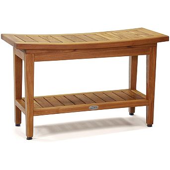 Patented 30" Maluku Teak Shower Bench with Shelf