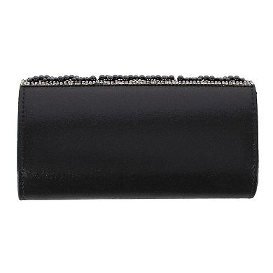 CTM Women's Synthetic Rhinestone and Pearl Evening Clutch Handbag