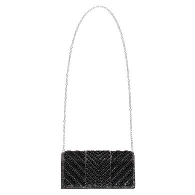 CTM Women's Synthetic Rhinestone and Pearl Evening Clutch Handbag