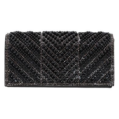 CTM Women's Synthetic Rhinestone and Pearl Evening Clutch Handbag