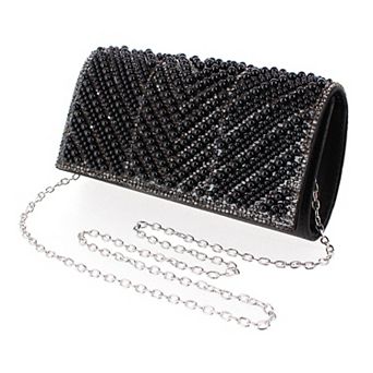 CTM Women's Synthetic Rhinestone and Pearl Evening Clutch Handbag