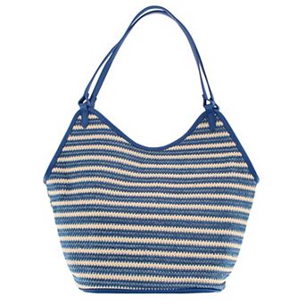 CTM Women's Synthetic Stripe Tote Handbag