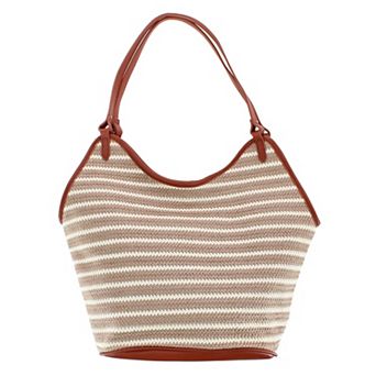 CTM Women's Synthetic Stripe Tote Handbag