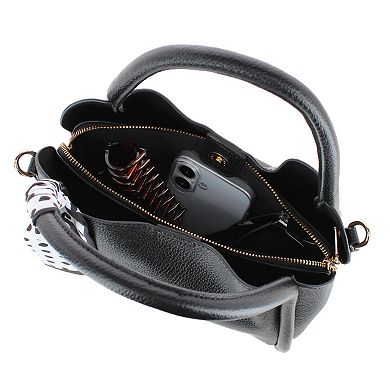 CTM Women's Synthetic Leather Shoulder Handbag with Coordinating Scarf