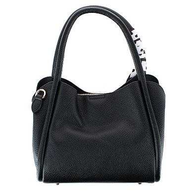 CTM Women's Synthetic Leather Shoulder Handbag with Coordinating Scarf
