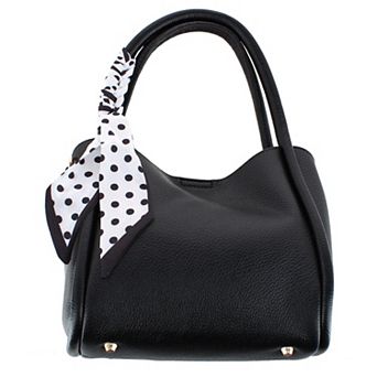 CTM Women's Synthetic Leather Shoulder Handbag with Coordinating Scarf