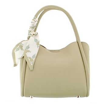 CTM Women's Synthetic Leather Shoulder Handbag with Coordinating Scarf