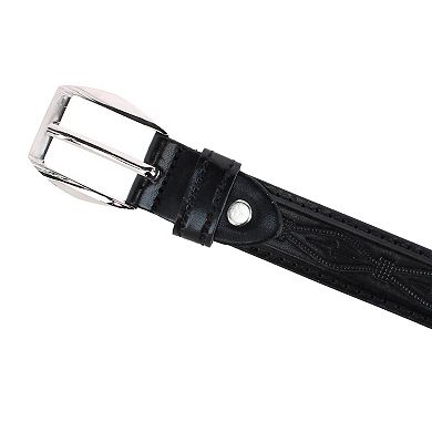 CTM Kids' Embossed Leather Western Belt