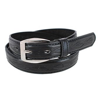 CTM Kids' Embossed Leather Western Belt