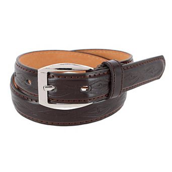CTM Kids' Embossed Leather Western Belt