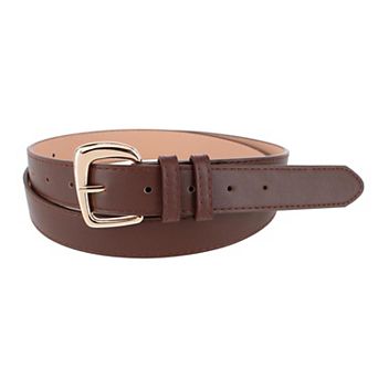 CTM Women's Plus Size Double Loop Synthetic Leather Belt
