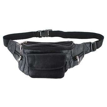 CTM Unisex Lambskin Leather Fanny Pack with Multiple Compartments