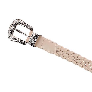 CTM Women's Plus Size Western Buckle Braided Synthetic Belt