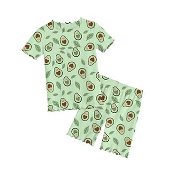 Arshiner Girls Pajamas Cute Lettuce Loungewear Snug Fit Pajamas Set Kids Summer Sleepwear
