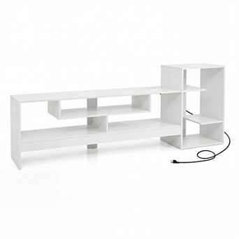 Costway Entertainment Center with Power Outlets & Open Storage Shelves for 55 Inch TV