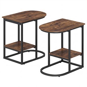 Costway C-shaped Side Table 2 tier End Table with Storage Modern Compact Snack Table