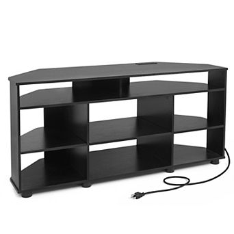 Costway Corner TV Stand for TVs up to55 Inch,4 tier Entertainment Center with Power Outlets