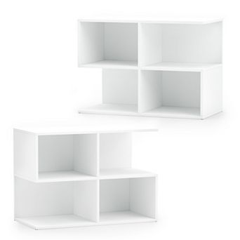 Costway 3 tier Side Table, S-Shaped End Table with 4 Open Cubes for Living Room, Bedroom