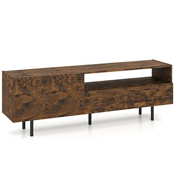 Costway Entertainment Center with Storage Cabinet, Open Shelf & Drawer for TVs up to 70”