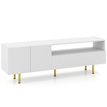 Costway Entertainment Center with Storage Cabinet, Open Shelf & Drawer for TVs up to 70”
