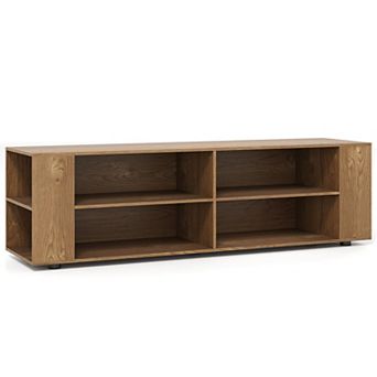 Costway 59'' Wood TV Stand Console Storage Entertainment Media Center w/ Adjustable Shelf