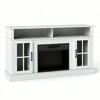 Costway 58" Fireplace TV Stand with LED Lights Entertainment Center for 65 Inch TV