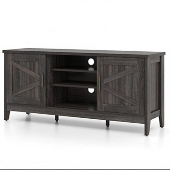 Costway Farmhouse TV Stand for TVs up to 65" Entertainment Center with 2 Storage Cabinets