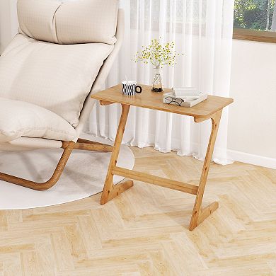 Costway 2 PCS Sofa Side Table Z-Shaped Spacious Tabletop Space-Saving TV Snack Tray