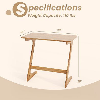 Costway 2 PCS Sofa Side Table Z-Shaped Spacious Tabletop Space-Saving TV Snack Tray