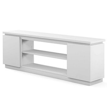 Costway Fireplace TV Stand for TVs up to 80" with Electric Fireplace 3 Adjustable Shelves
