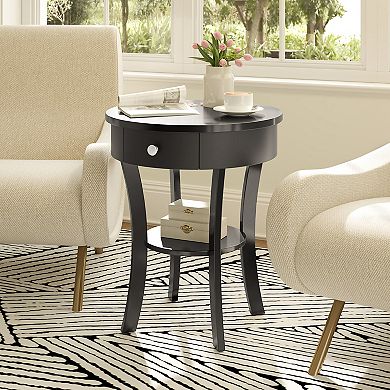 Costway 2-tier Side End Sofa Table Round Nightstand for Bedroom Living Room