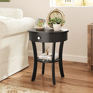 Costway 2-tier Side End Sofa Table Round Nightstand for Bedroom Living Room