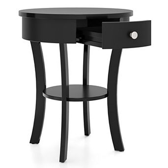 Costway 2 tier Side End Sofa Table Round Nightstand for Bedroom Living Room