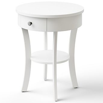 Costway 2 tier Side End Sofa Table Round Nightstand for Bedroom Living Room