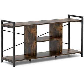 Costway 3 tier TV Stand for 55" TVs with 4 Open Shelves Heavy-duty Metal Frame for Bedroom