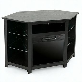 Costway Fireplace TV Stand with Led Lights & 18'' Electric Fireplace for Tvs up to 50''